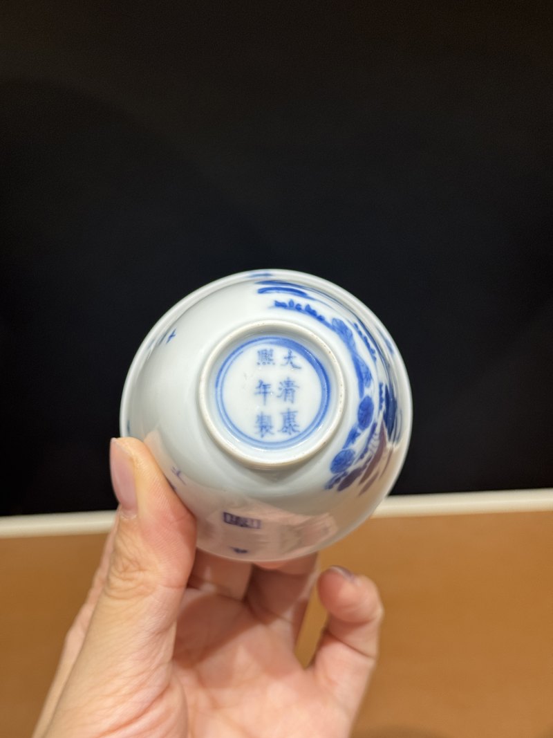 清康熙 青花鸳鸯荷花纹花神杯 - 图14