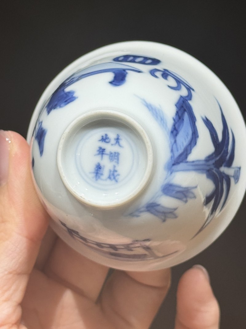 清康熙 青花宋韵芭蕉图杯 - 图9