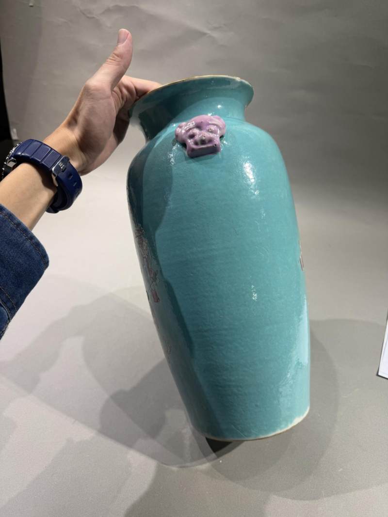    清中期 松绿地粉彩八仙图瓶 - 图6
