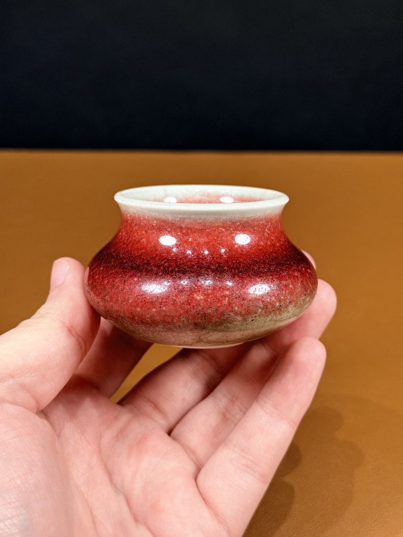 清康熙 郎窑红釉小水盂 - 图5
