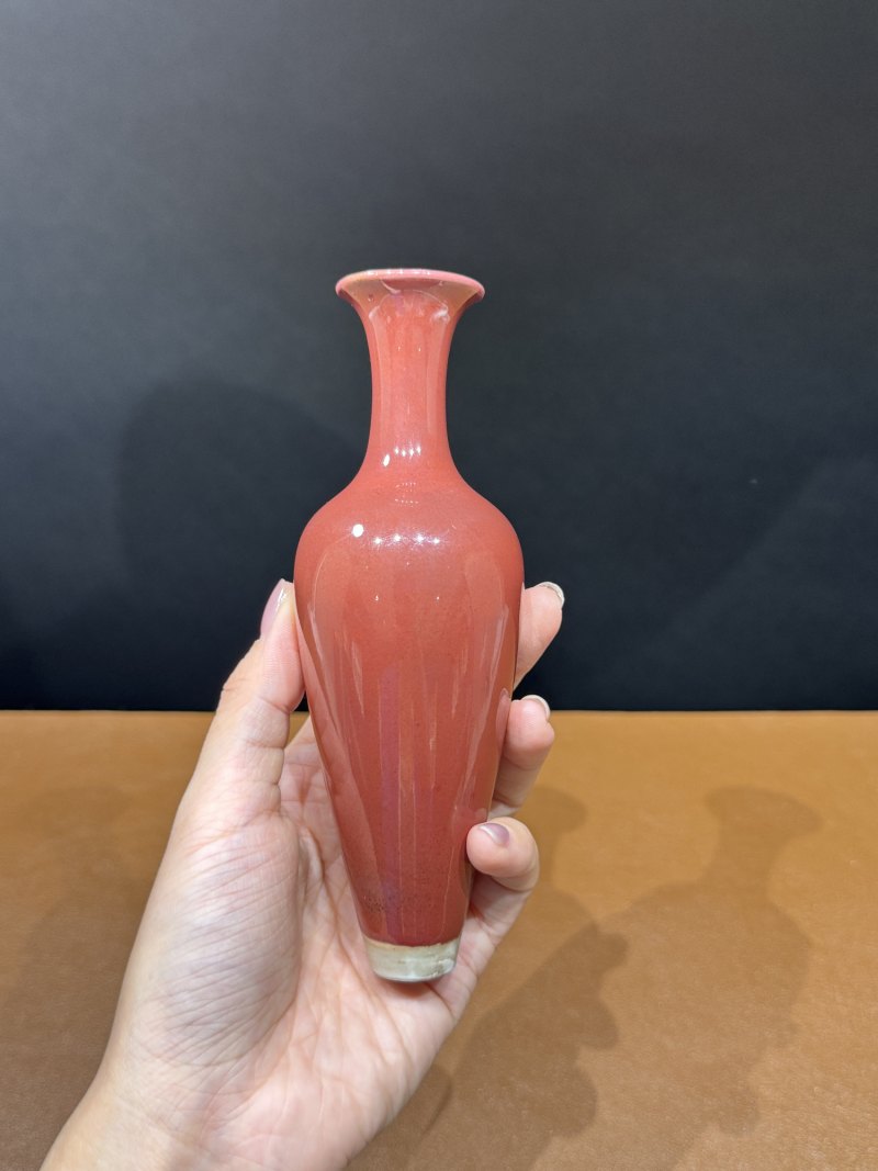 清康熙 豇豆红釉柳叶瓶 - 图3