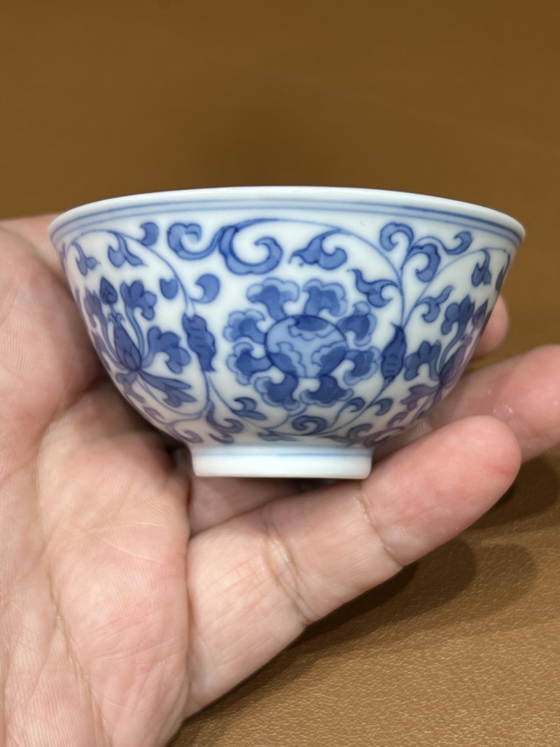 清雍正 青花宝相花纹小杯一对 - 图5