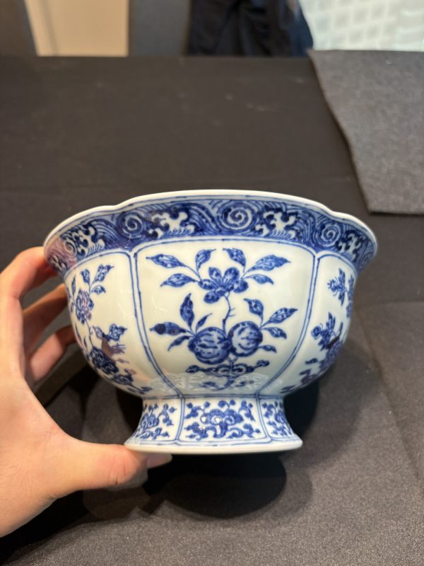 清雍正 青花折枝花卉紋花口高足碗 - 图14