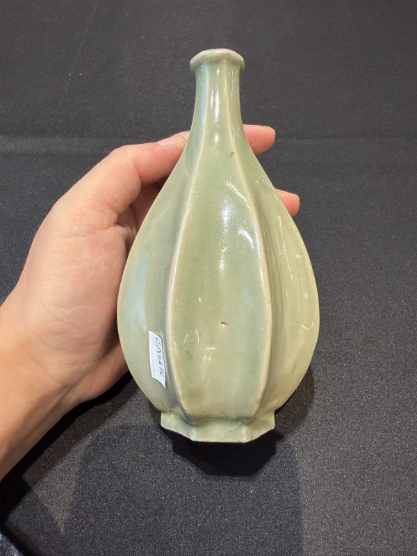 宋 青釉瓜棱長頸瓶 - 图12