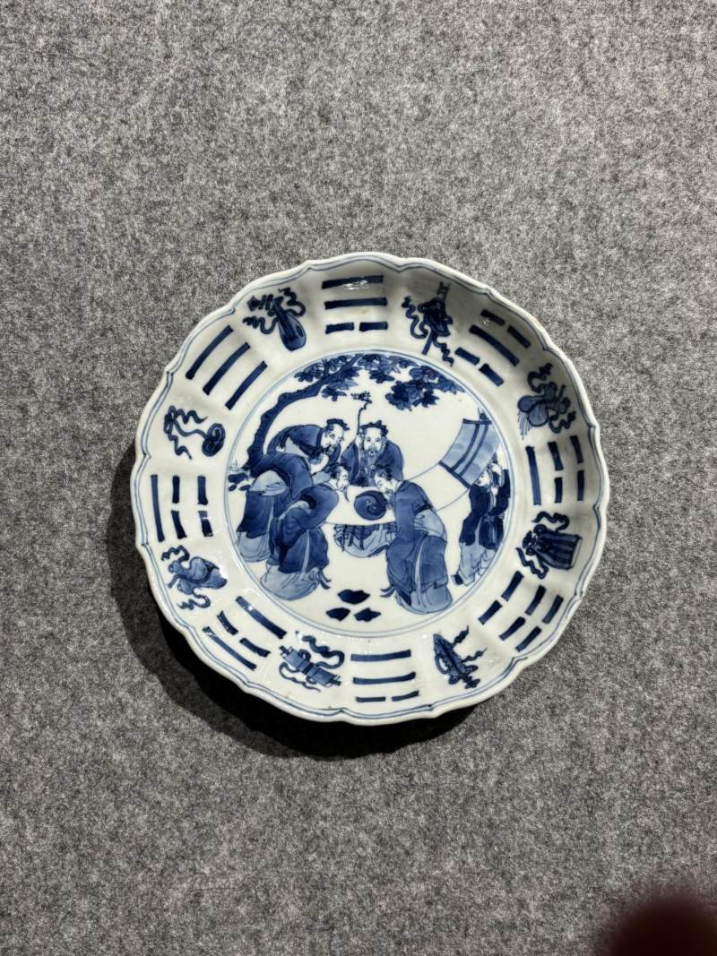    清康熙 青花五老观太极图盘 - 图2