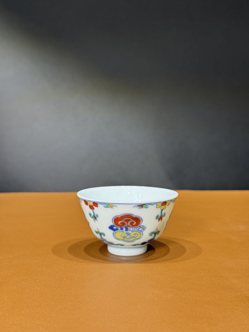 清雍正 斗彩灵芝纹杯 - 图4