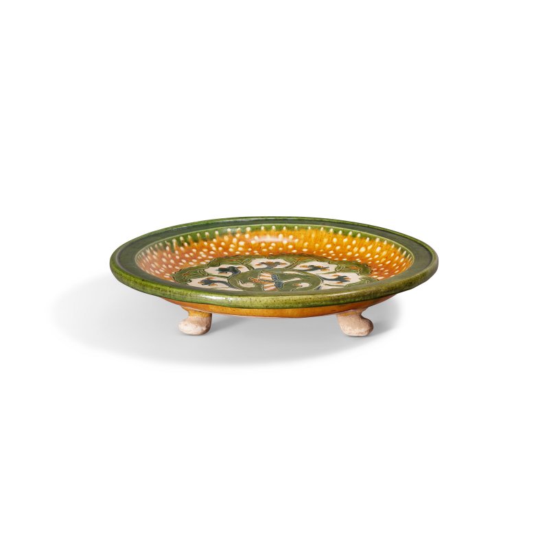 唐 三彩寶相花大雁紋三足盤  TANG DYNASTY (618-907) - 图3