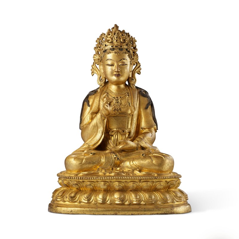 清十七/十八世紀 鎏金銅觀世音菩薩坐像  QING DYNASTY, 17TH-18TH CENTURY - 图1
