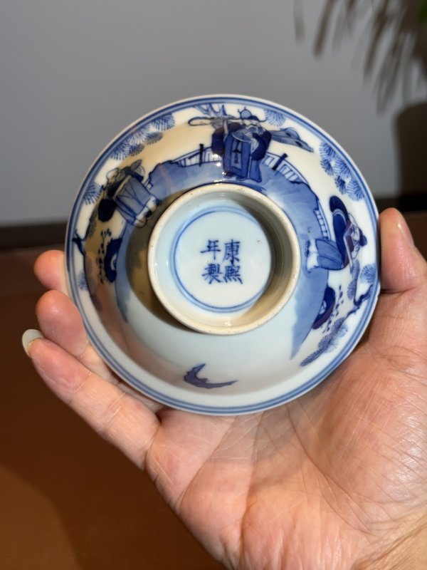 清光绪 青花福禄寿三星盘一对 - 图3