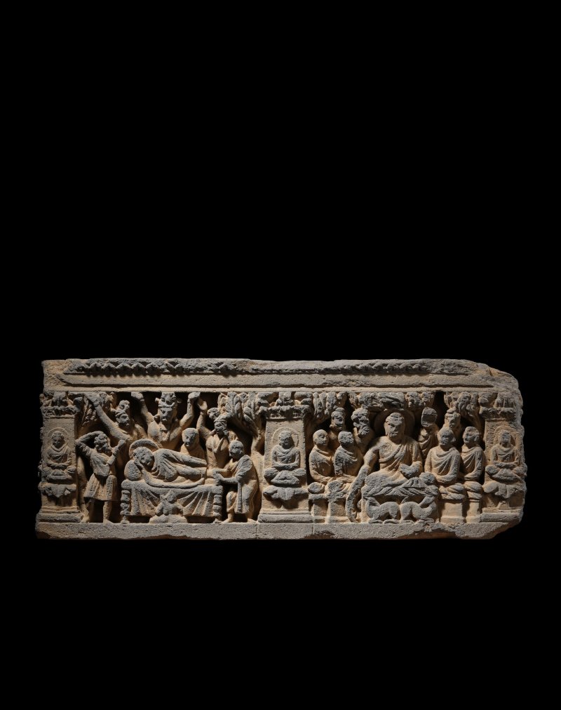 犍陀羅 二/三世紀 片岩「初轉法輪」與「佛陀涅槃」石碑 | A SCHIST RELIEF PANEL WITH SCENES OF BUDDHA'S FIRST SERMON AND PARINIRVANA - 图3