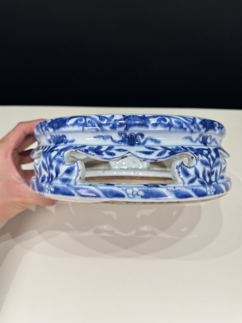 明万历 青花花卉纹器座 - 图3