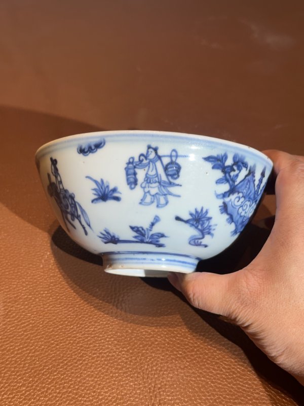 明中期 青花人物纹碗 - 图3