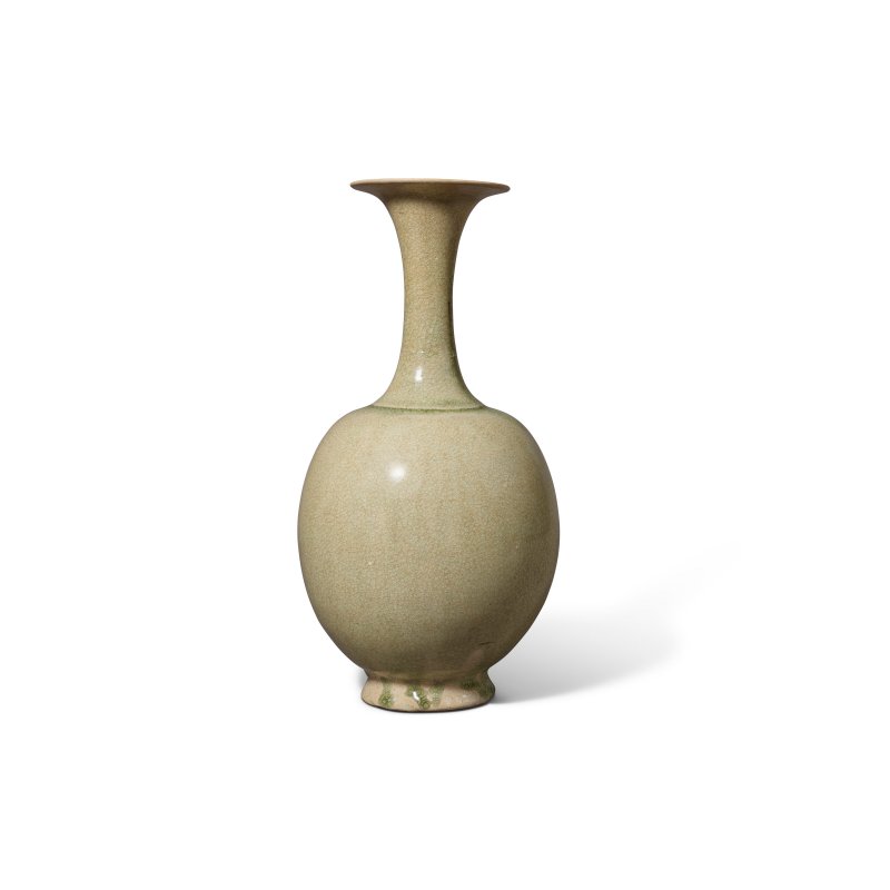 隋 青釉長頸淨瓶  SUI DYNASTY (581-618)