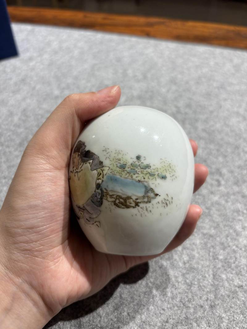   涂菊亭 粉彩黄慎笔意人物水盂 - 图4