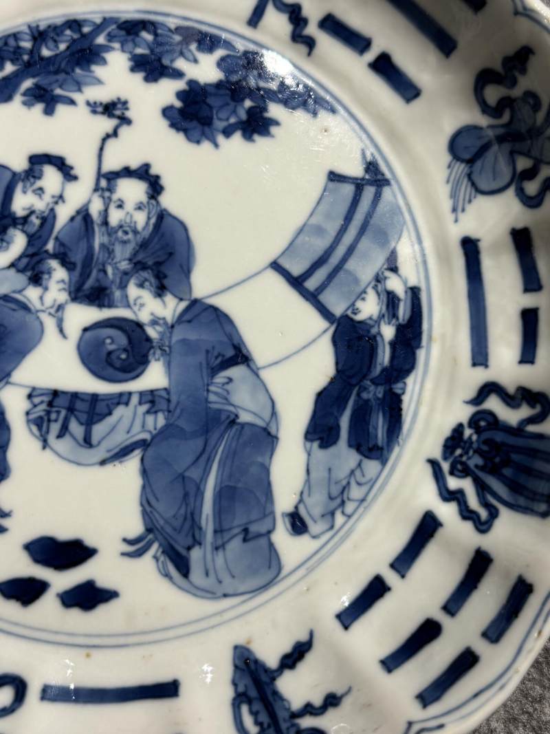    清康熙 青花五老观太极图盘 - 图4