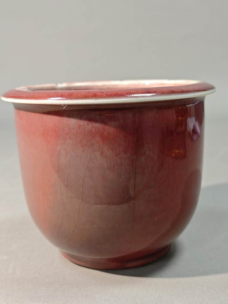    清 郎红釉菖蒲盆 - 图2