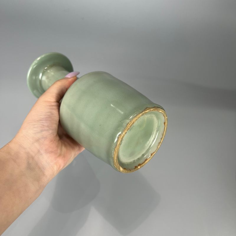 明代 龙泉窑粉青釉纸缒瓶 - 图8