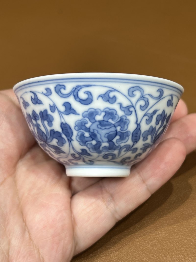 清雍正 青花宝相花纹小杯一对 - 图7