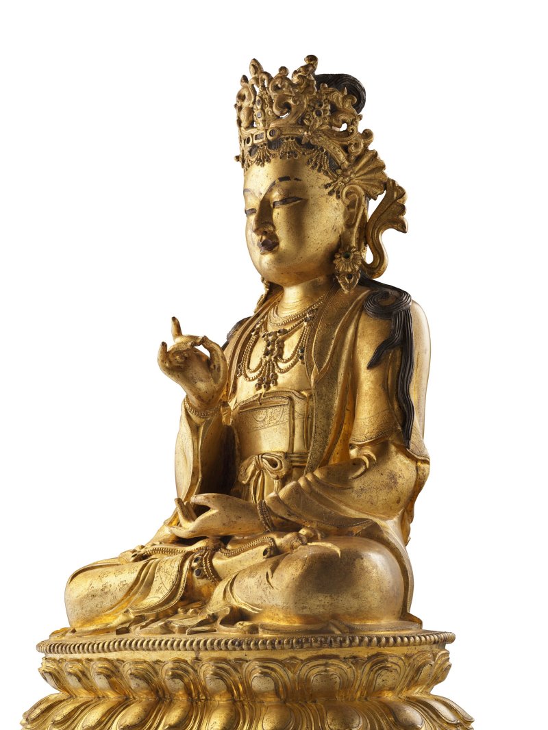 清十七/十八世紀 鎏金銅觀世音菩薩坐像  QING DYNASTY, 17TH-18TH CENTURY - 图2