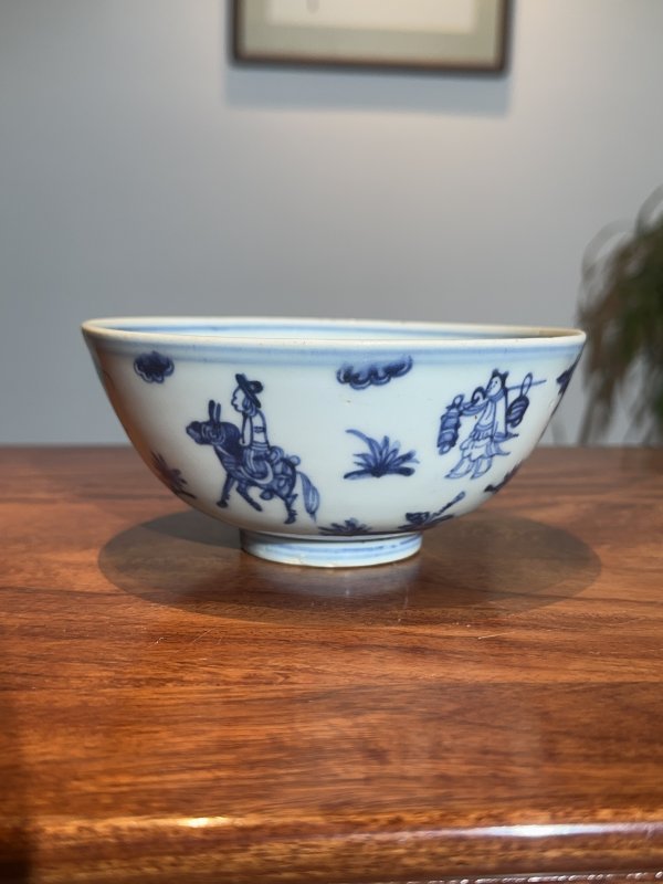 明中期 青花人物纹碗 - 图4