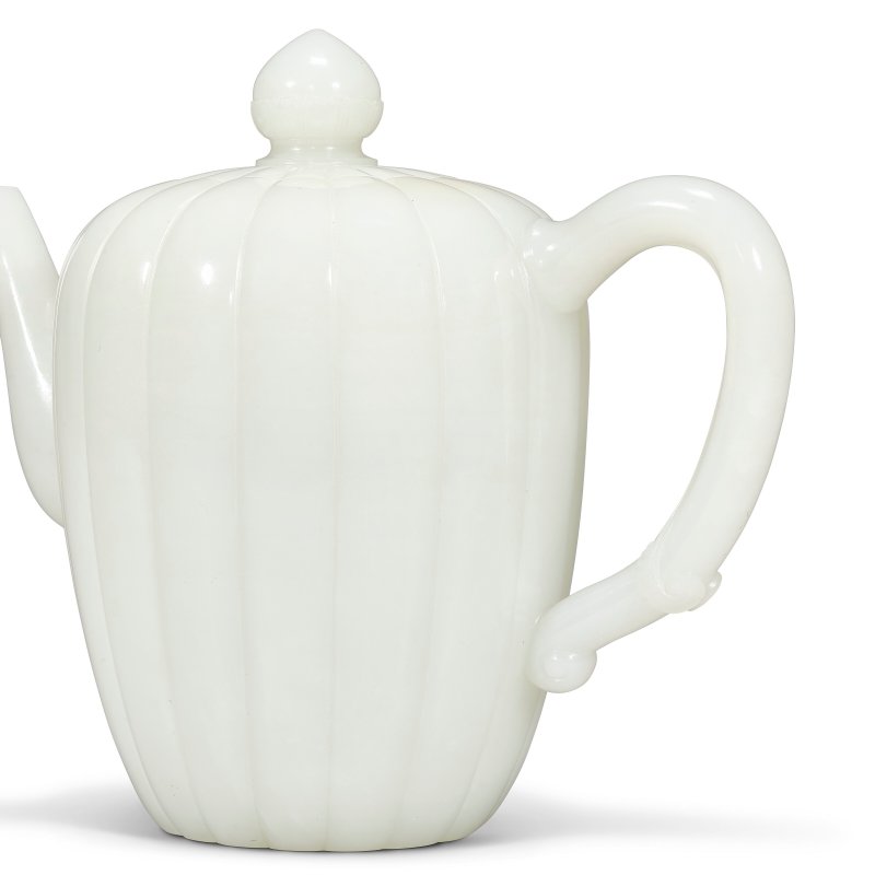 清乾隆 白玉瓜棱茶壺  QIANLONG PERIOD (1736-1795) - 图4