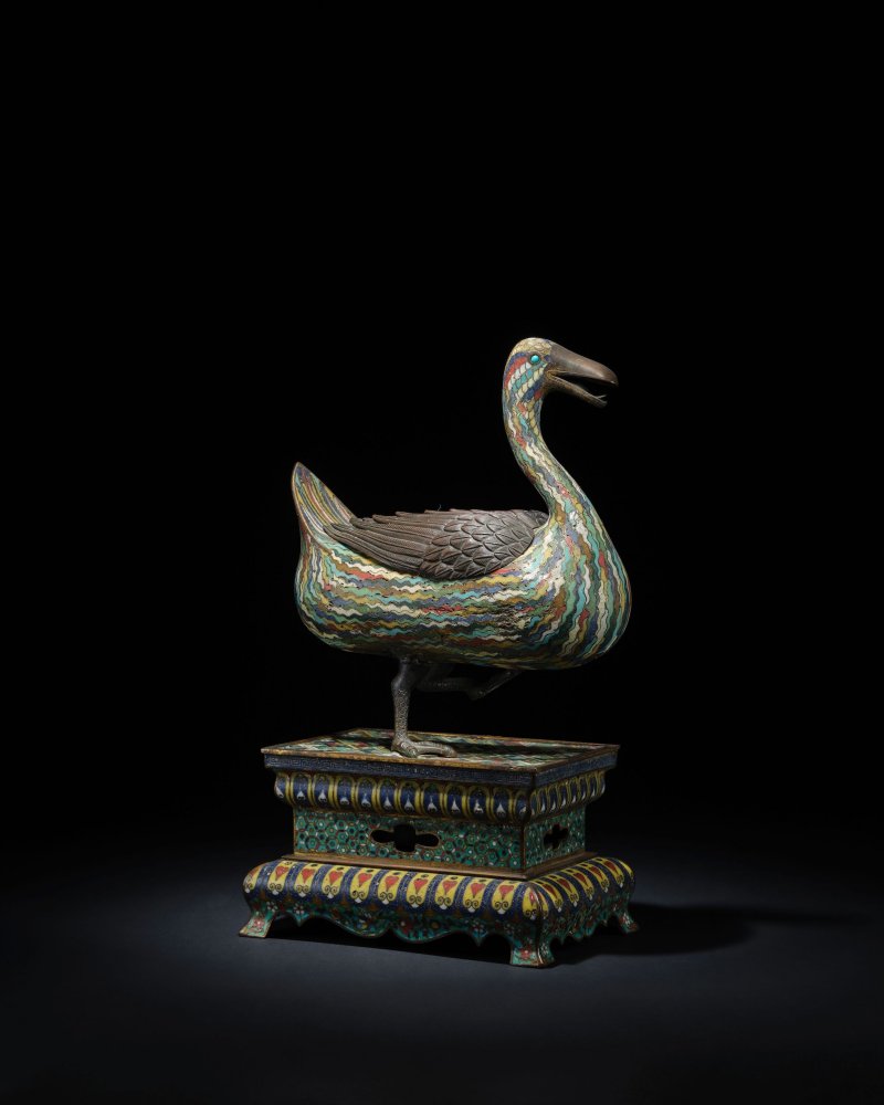 明晚期　掐絲琺瑯寶鴨式熏爐 | A RARE CLOISONNÉ ENAMEL 'DUCK' INCENSE BURNER - 图2