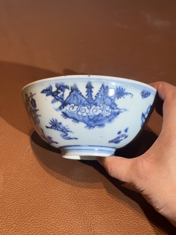 明中期 青花人物纹碗 - 图5