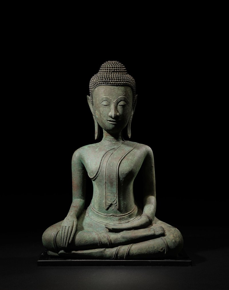 老撾 十七世紀 佛陀銅像 | A COPPER ALLOY FIGURE OF BUDDHA - 图1
