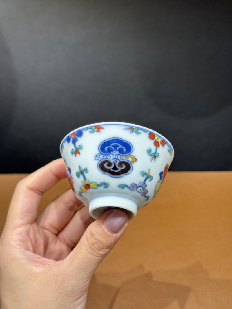清雍正 斗彩灵芝纹杯 - 图8