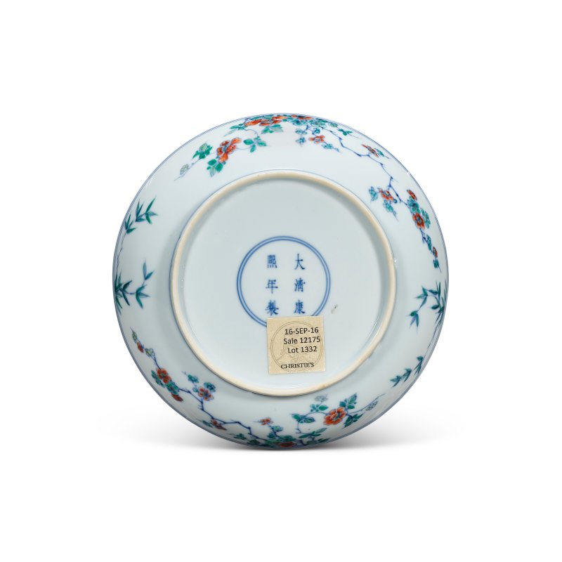 清康熙 鬥彩喜上眉梢圖盤 雙圈六字楷書款  KANGXI SIX-CHARACTER MARK IN UNDERGLAZE BLUE WITHIN A DOUBLE CIRCLE AND OF THE PERIOD (1662-1722) - 图2