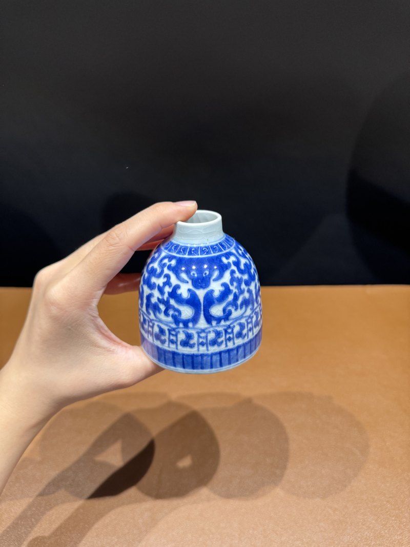 清雍正 青花螭龙纹水盂 - 图3