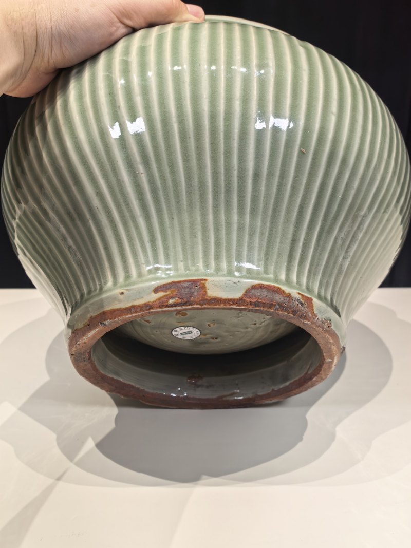 元-明 龙泉窑青釉荷叶盖罐一对 - 图31