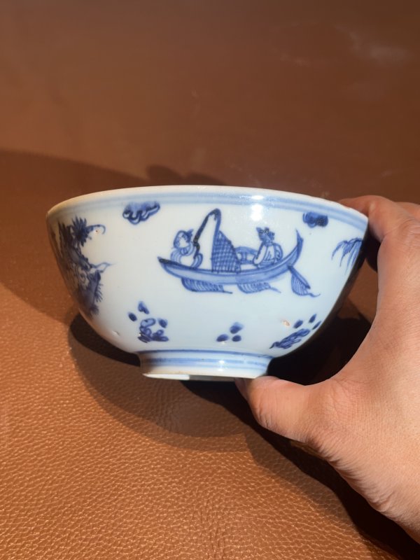 明中期 青花人物纹碗 - 图6