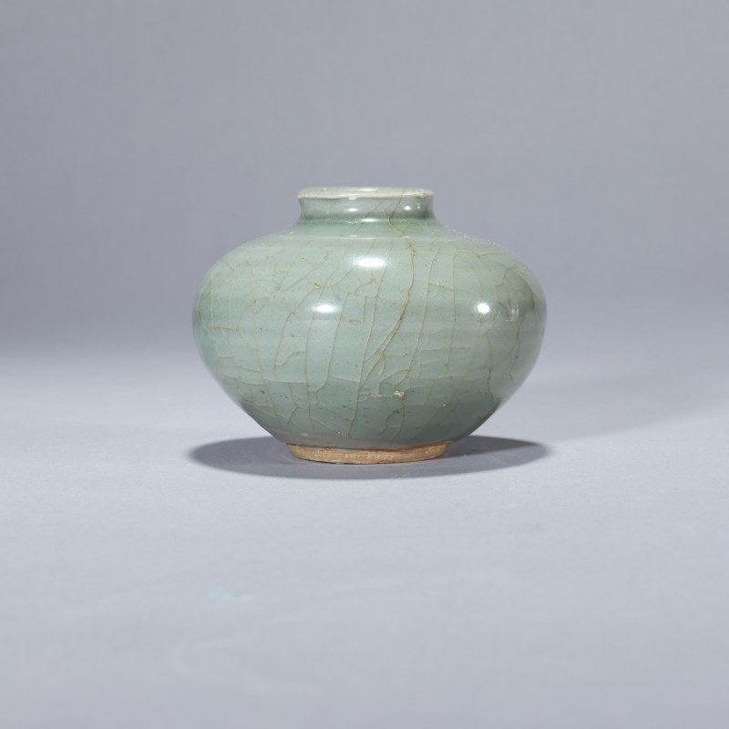 明代 龙泉窑梅子青釉水盂 - 图1