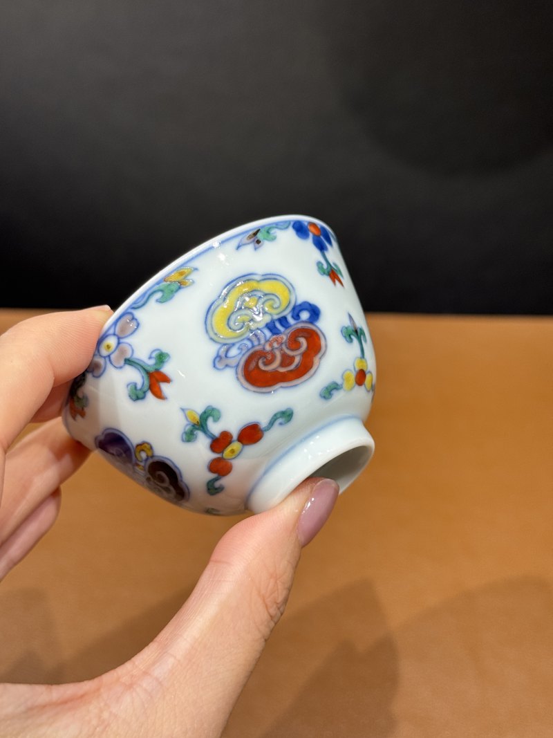 清雍正 斗彩灵芝纹杯 - 图9