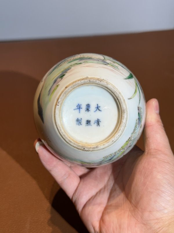 清光绪 五彩荷塘水禽图小太白罐 - 图7