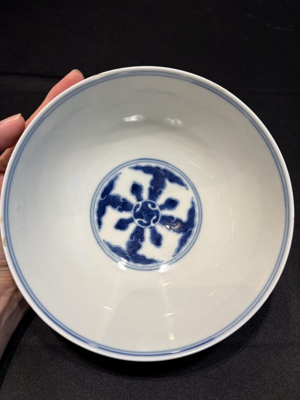 清光緒青花歲寒三友圖碗一對 - 图20