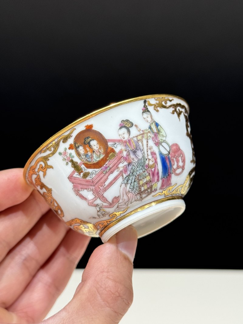清雍正-乾隆 广珐琅仕女图杯碟一套 - 图3