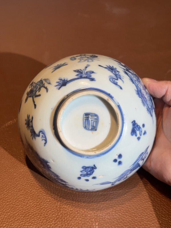 明中期 青花人物纹碗 - 图7