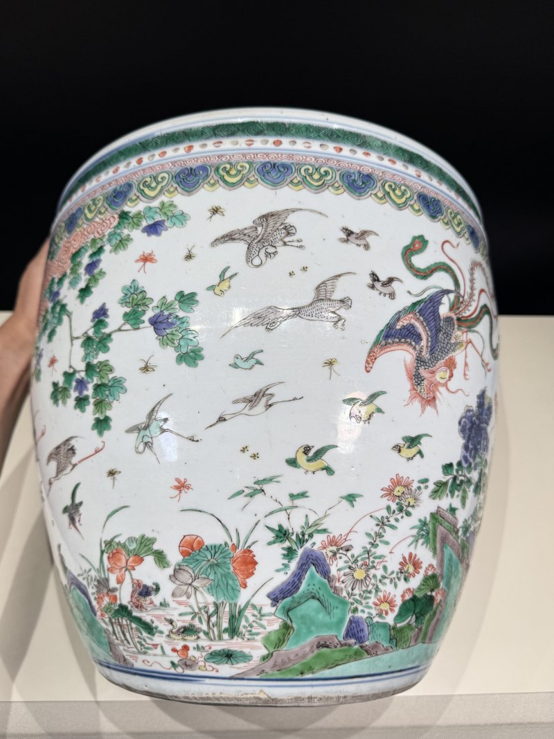 清康熙 五彩百鸟朝凤图大卷缸 - 图11