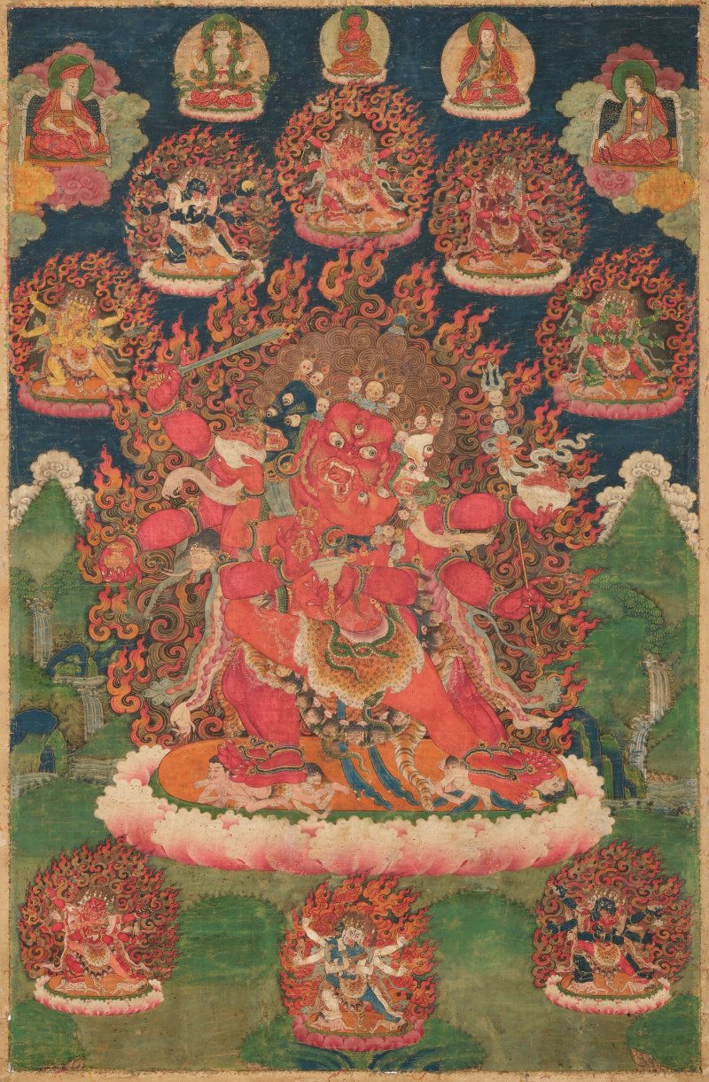 不丹 十八世紀晚期/十九世紀早期 蓮華金剛嚇魯嘎唐卡 | A THANGKA OF PADMA VAJRA HERUKA - 图1