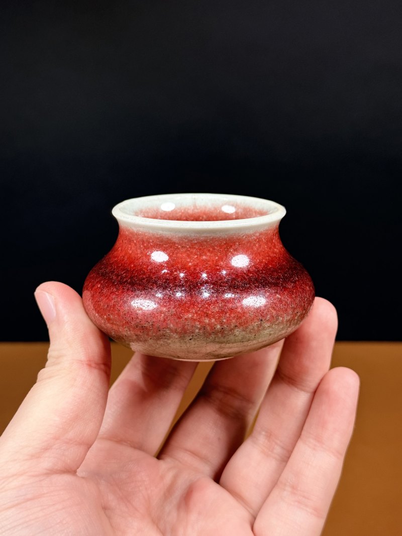 清康熙 郎窑红釉小水盂 - 图2