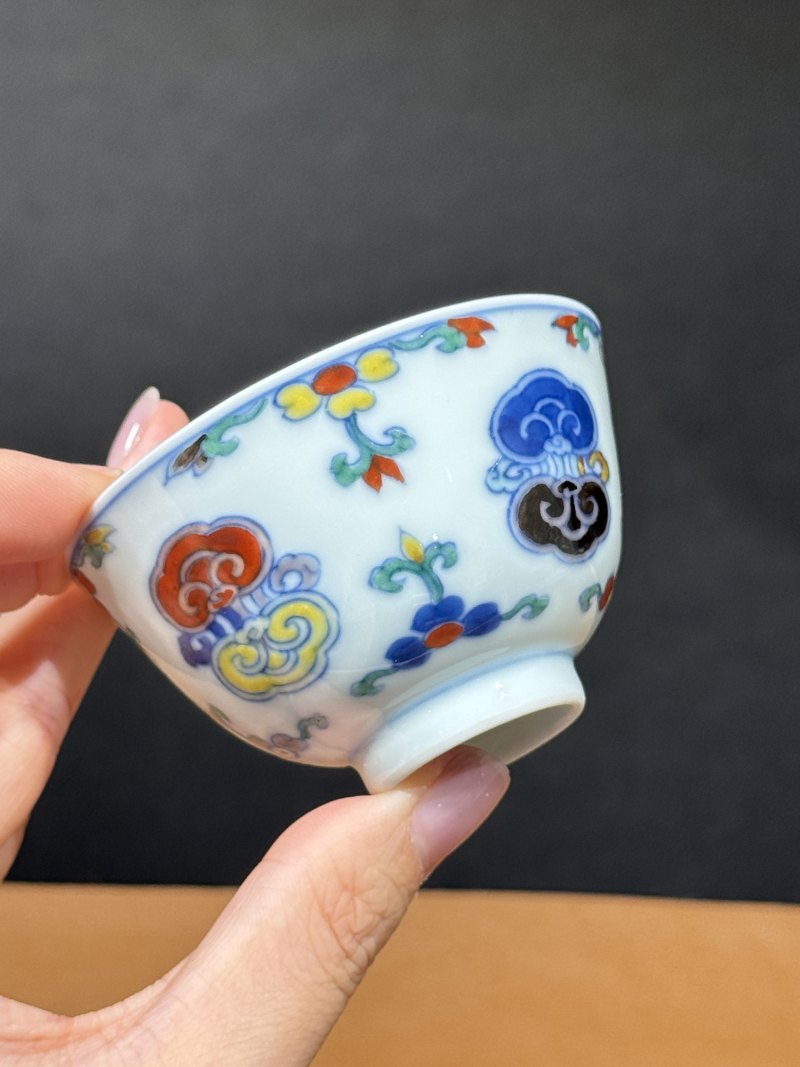 清雍正 斗彩灵芝纹杯 - 图10