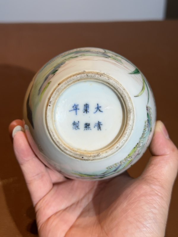 清光绪 五彩荷塘水禽图小太白罐 - 图8
