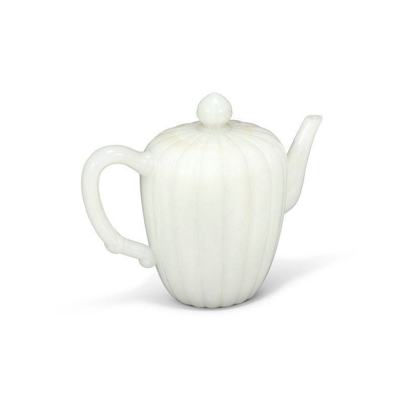 清乾隆 白玉瓜棱茶壺  QIANLONG PERIOD (1736-1795) - 图7