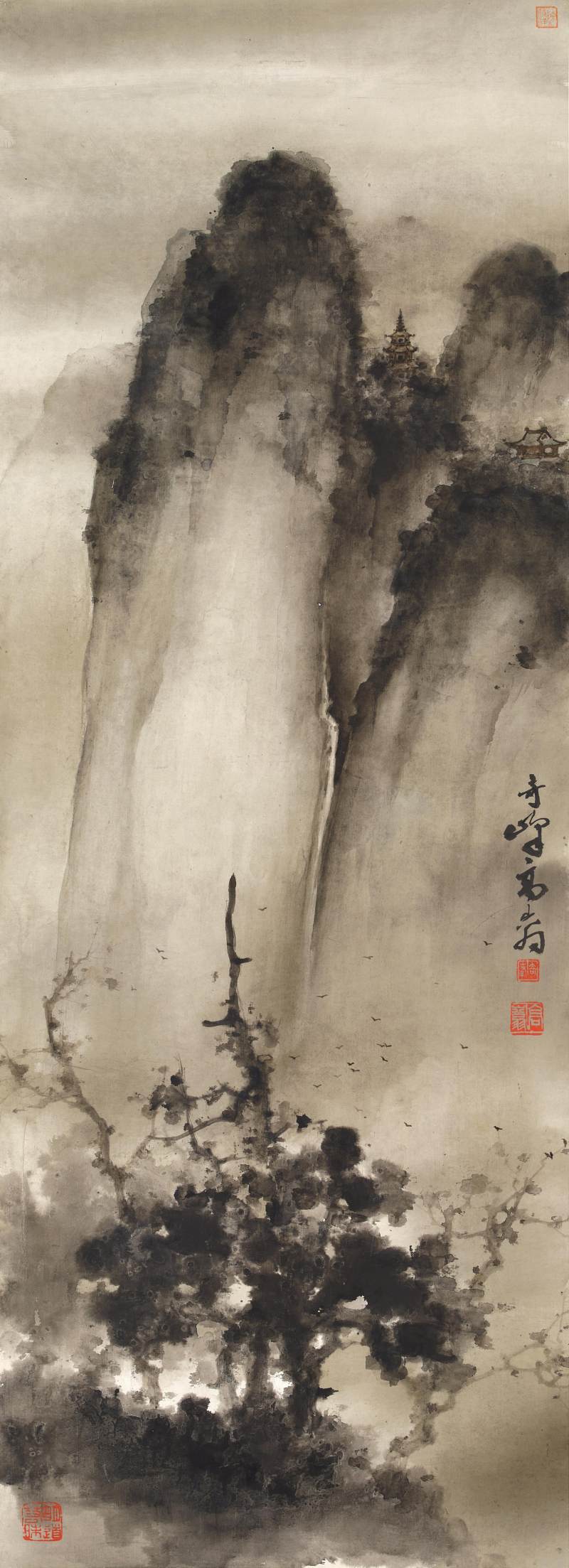高奇峰　古木深山 | Gao Qifeng, Ancient Trees Amid Towering Peaks - 图1