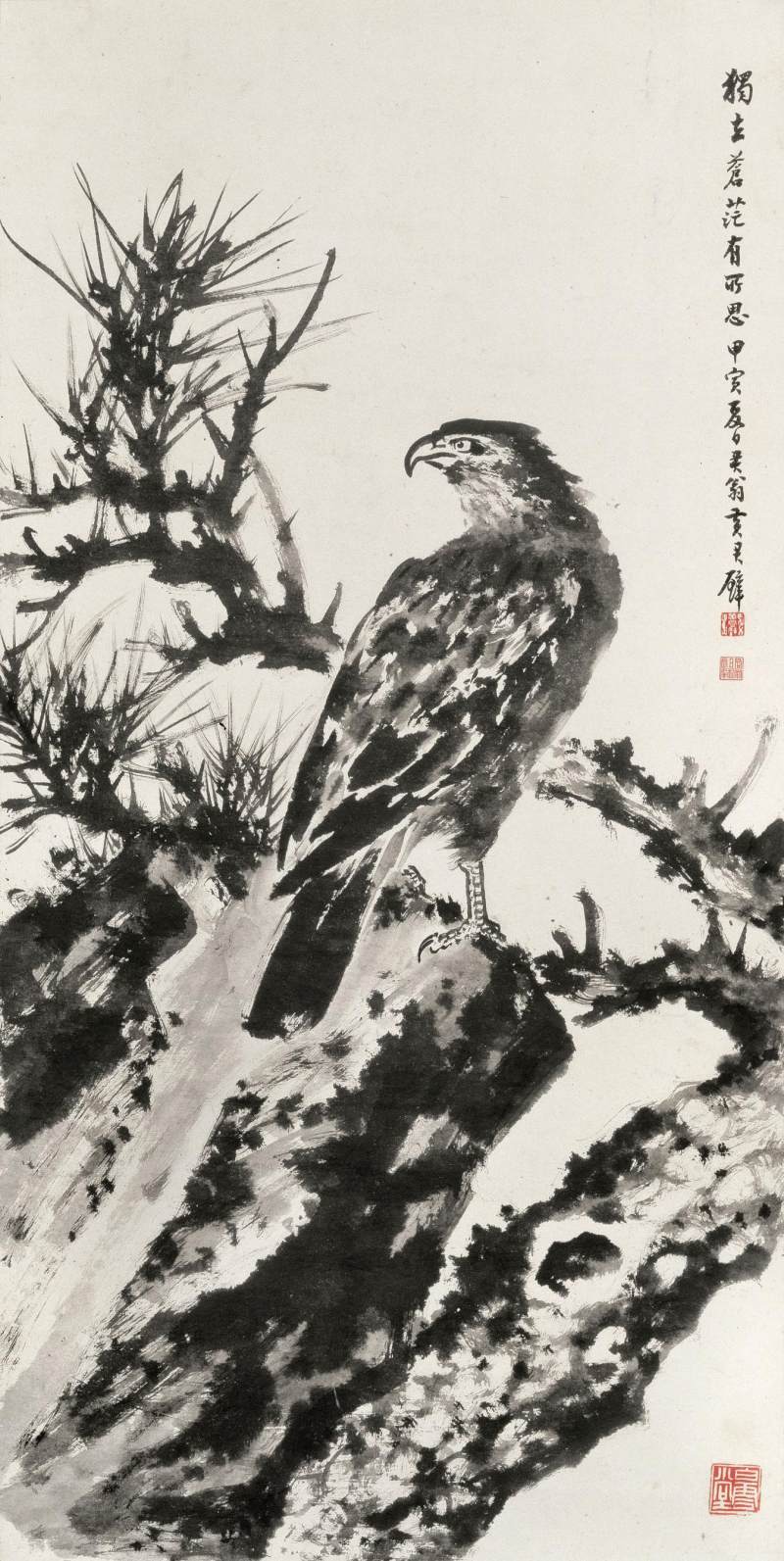 黃君璧　松鷹 | Huang Junbi, Eagle by Pine - 图1