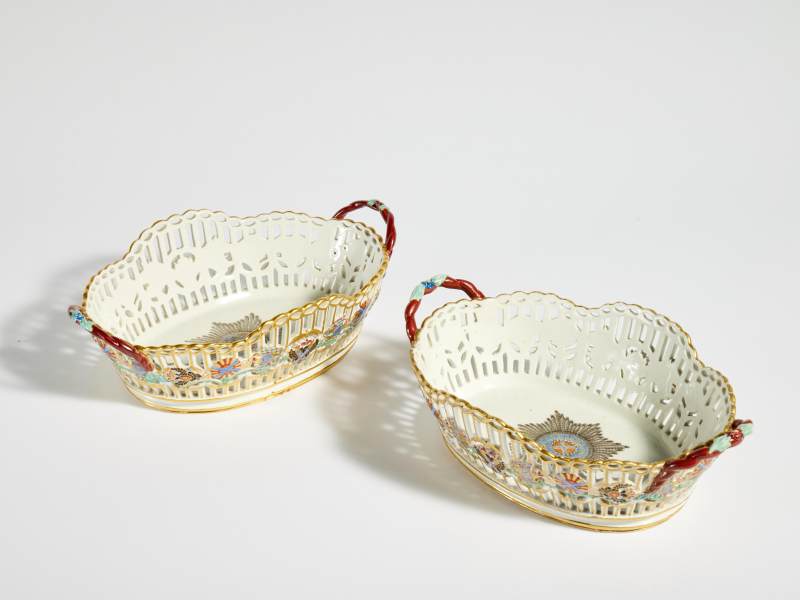 Two Porcelain Baskets from the Imperial Order of St Andrew Service, Gardner Porcelain Factory, Verbilki, circa 1780