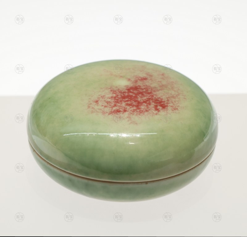 清康熙 景德镇窑豇豆绿釉印盒 - 图7