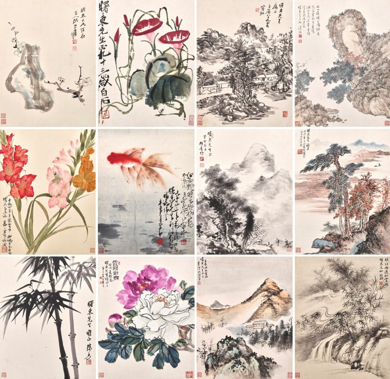 黃賓虹、齊白石、張大千及諸家  山水花鳥冊 - 图1